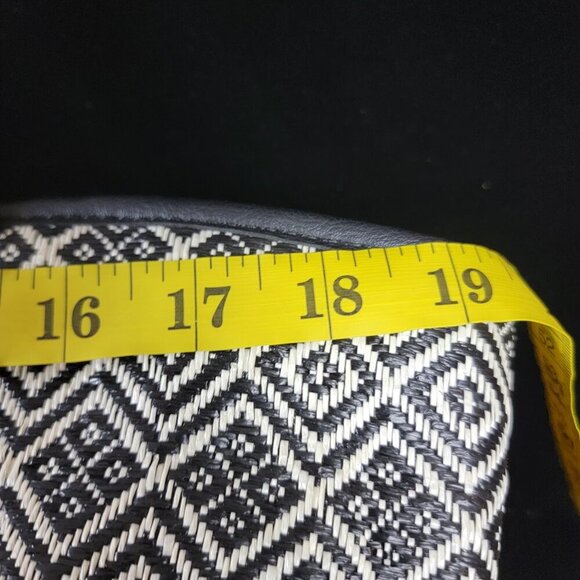 🖤 Neiman Marcus Black & Cream Woven Tote Bag | Boho Chic Oversized Shoulder Bag - Picture 11 of 11